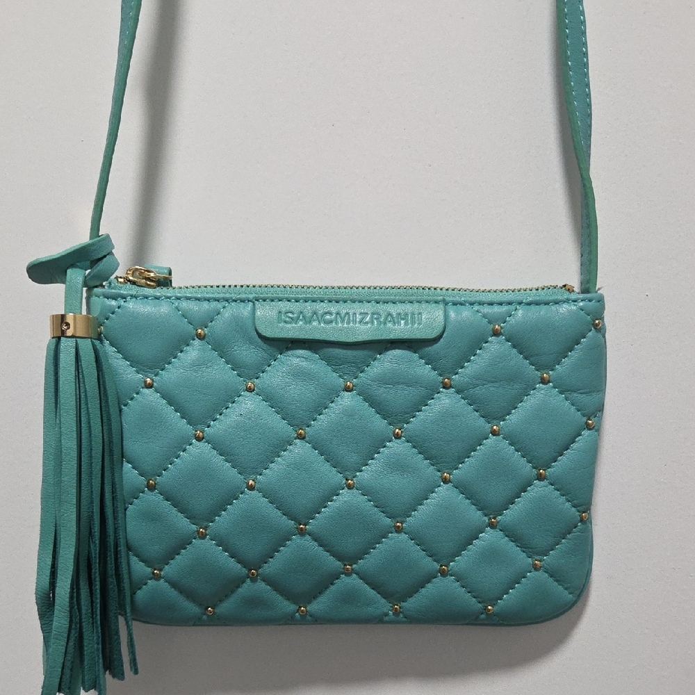 Isaac Mizrahi Aqua Quilted Crossbody Bag